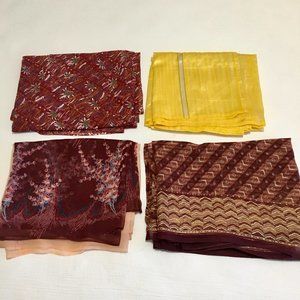 Four Indian Sarees Brown Yellow Cream